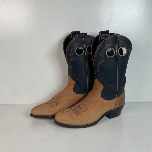 Vintage Acme Shorty Buckaroo Cowboy Boots 9 D Punchy Cloth Pull